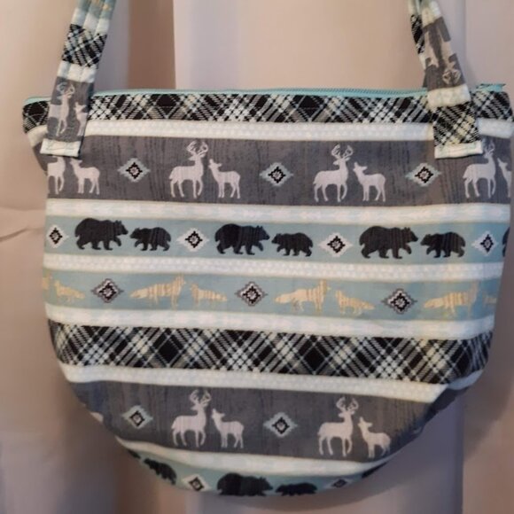 Have one to sell? Sell now NEW Woodland Deer Bear Theme Shoulder bag Aqua Black - Picture 6 of 9